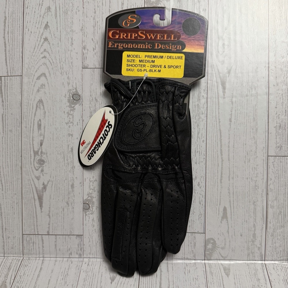 Gripswell Black Leather‎ Motorcycle Shooting Driving Riding Gloves Mens Medium